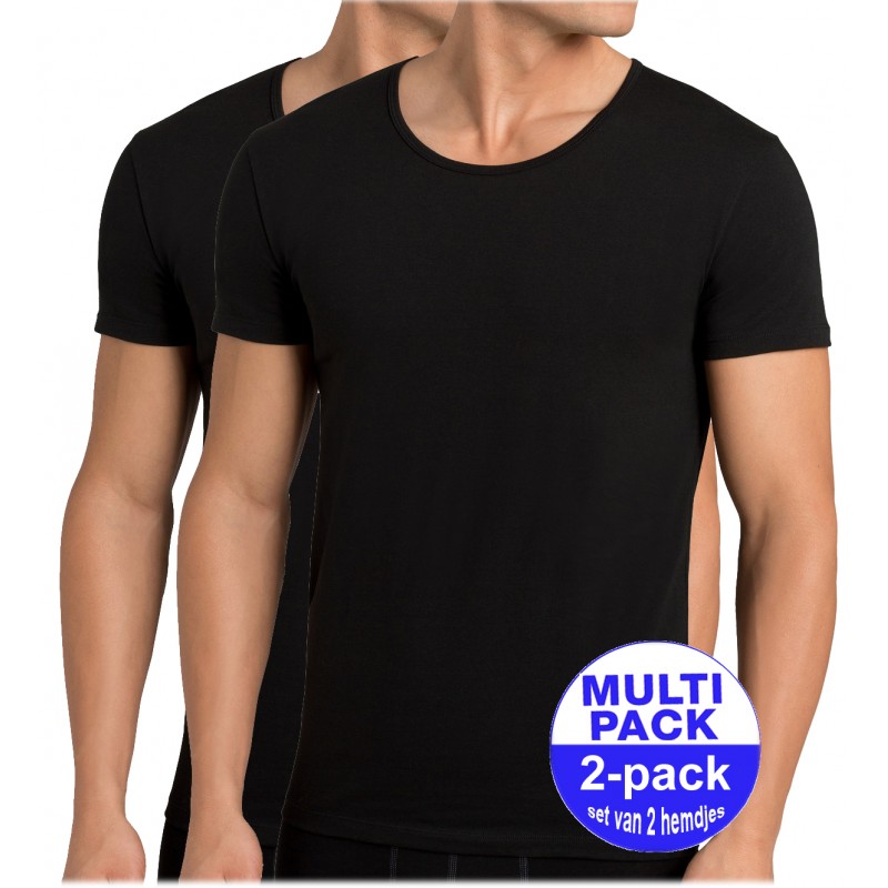 Sloggi men 24/7 Onderhemd met korte mouwen - 2-pack - set van 2 onderhemden - zwart