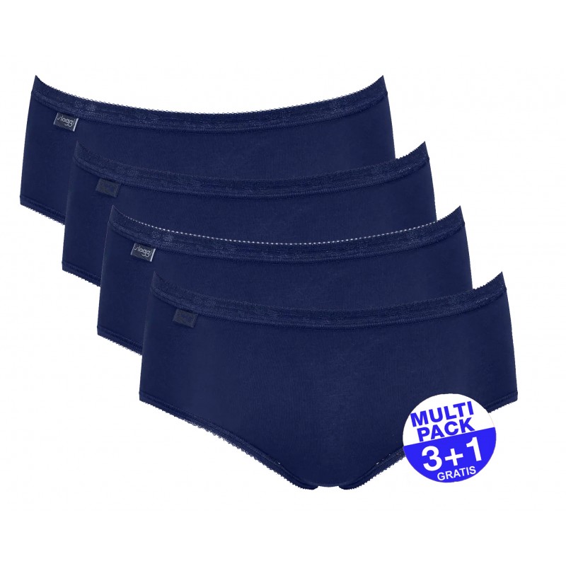 Sloggi dames Basic+ Midi slip donkerblauw (3+1 gratis) uw voordeel 14.99 €