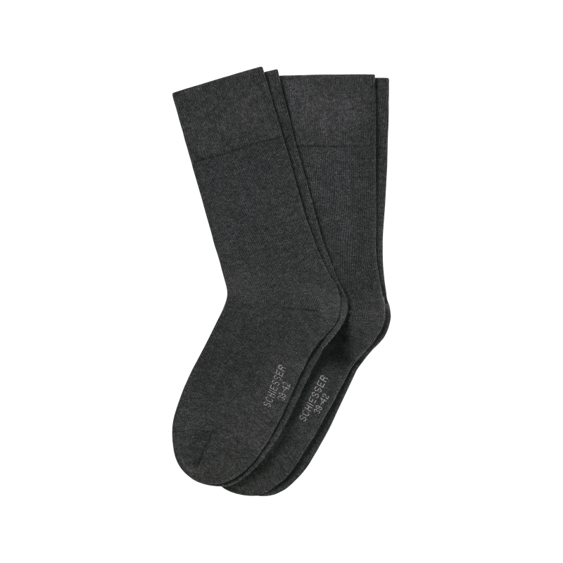 Schiesser heren sokken - Cotton Fit- 2 pack 158425 - donkergrijs