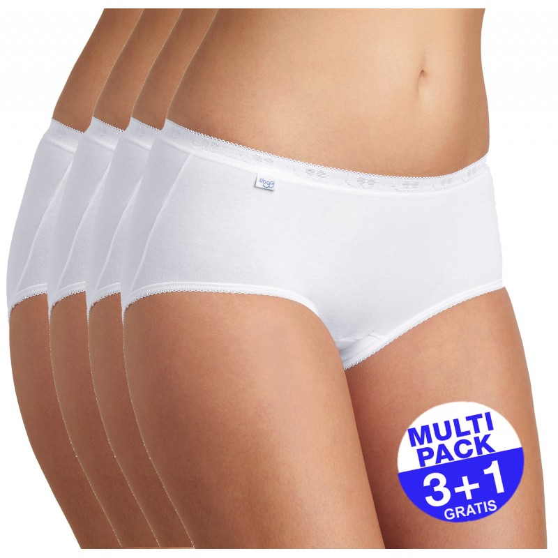 Sloggi Basic+ Dames Midi Wit  3+1 GRATIS - uw voordeel : 14.95 €