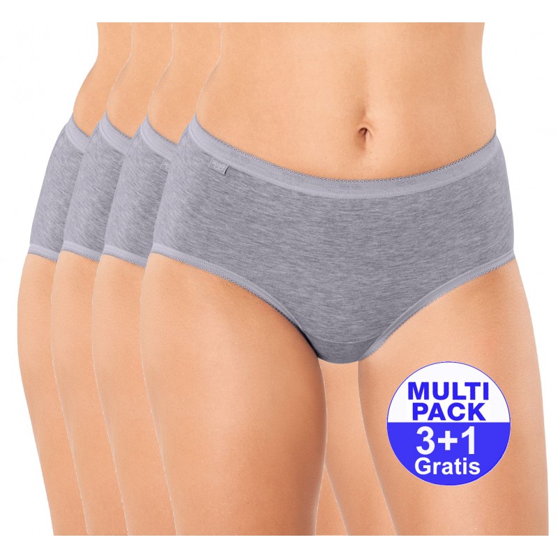 Sloggi Basic+ Dames Midi Grey Combination  3+1 GRATIS - uw voordeel : 14.95 €