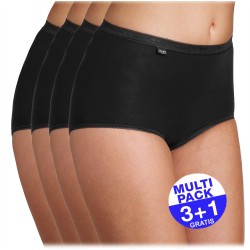 Sloggi Basic+ Maxi dames slip zwart - 3+1 GRATIS - uw voordeel : 14.95 €