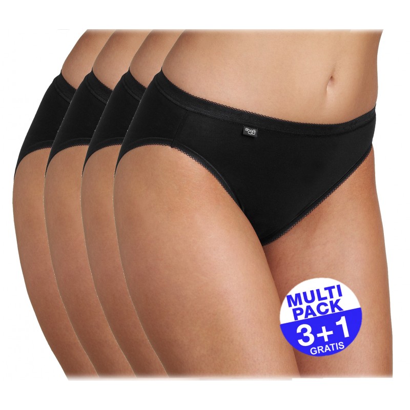 Sloggi Basic+ Tai zwart - 3+1 GRATIS - uw voordeel : 14.99 €