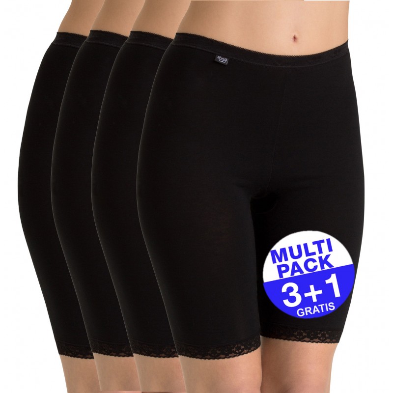Sloggi Basic Long - set van 4 longs - zwart- 3+1 GRATIS - uw voordeel : 18,90 €