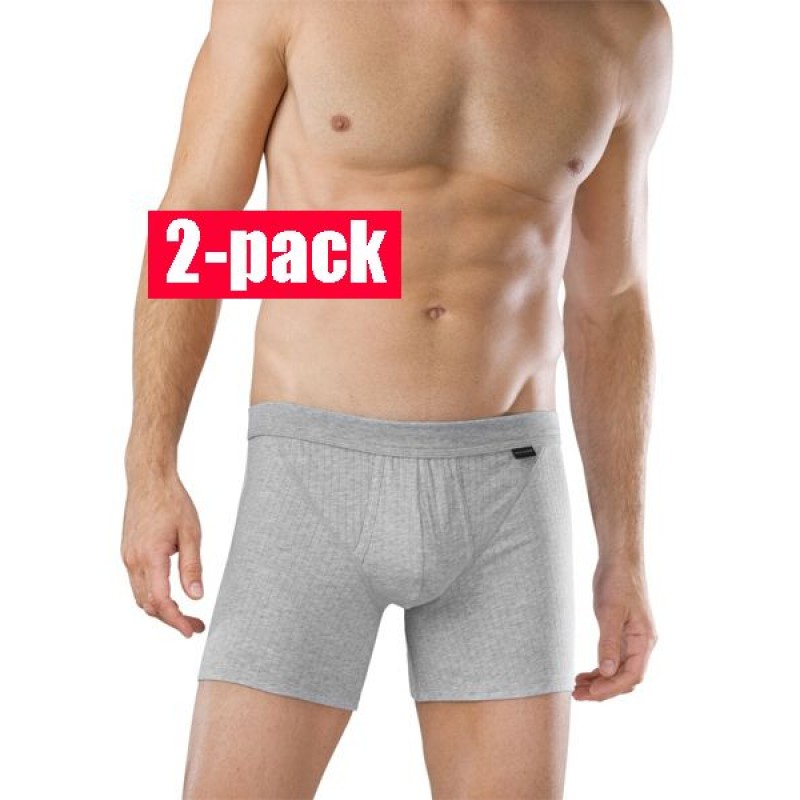 Schiesser short Authentic met opening - 2-pack - grijs 