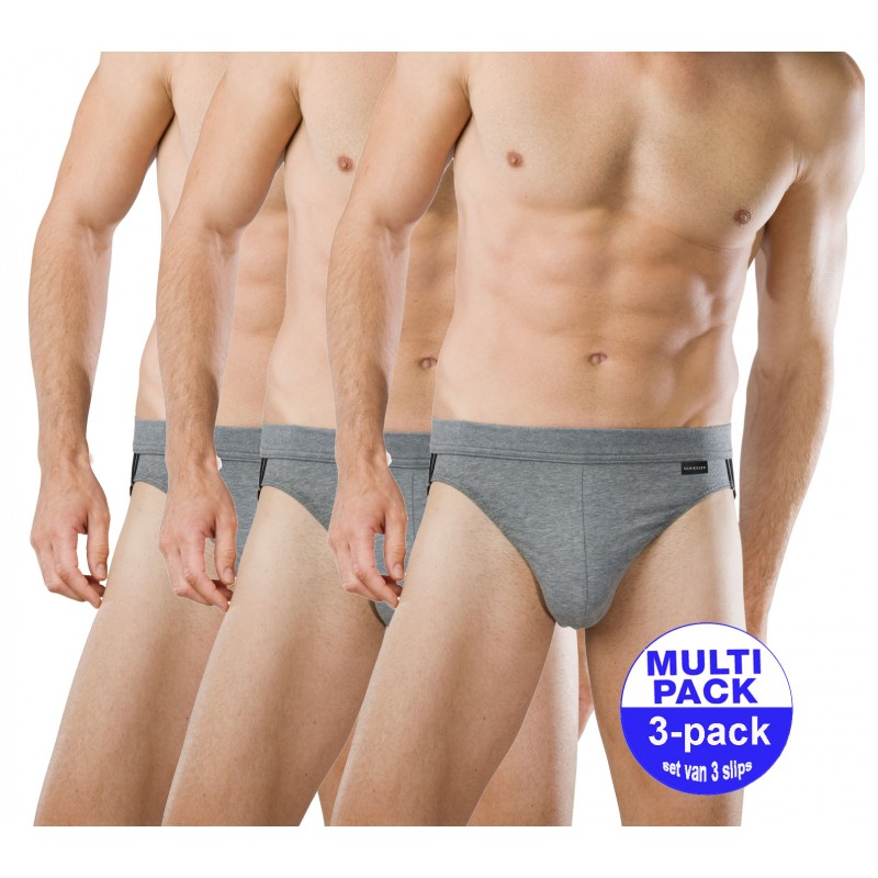 Schiesser  Slip - Cotton Essentials - 3-pack (set van 3 slips) - Grijs