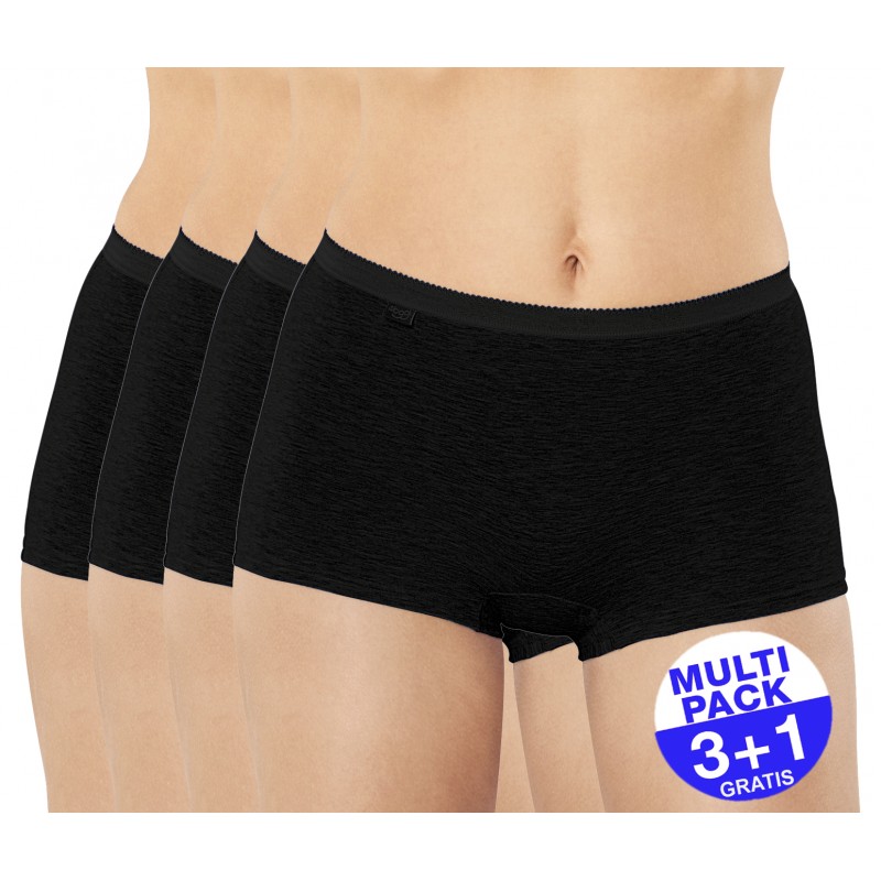 Sloggi Basic+ Short dames zwart - 3+1 GRATIS - uw voordeel : 14.99 €