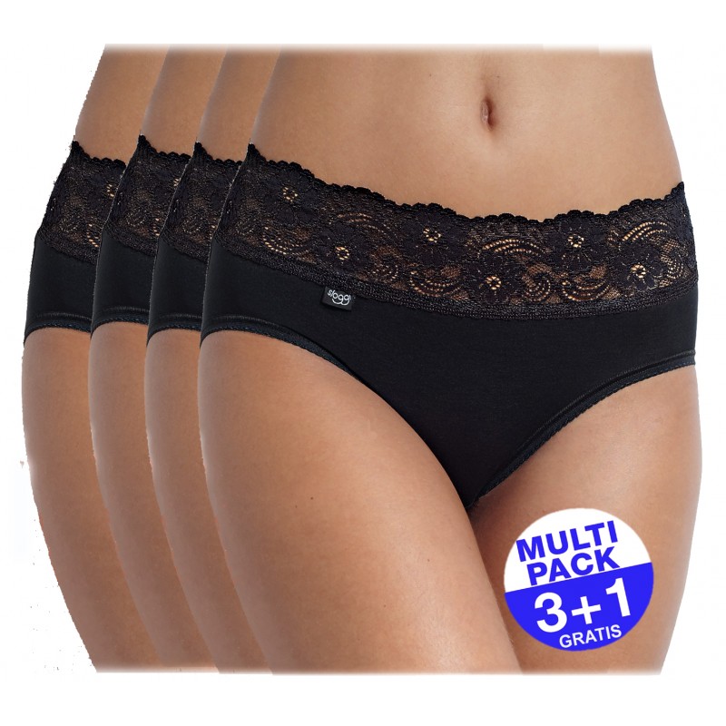 Sloggi Romance Midi zwart - 3+1 GRATIS - uw voordeel : 16,99 €