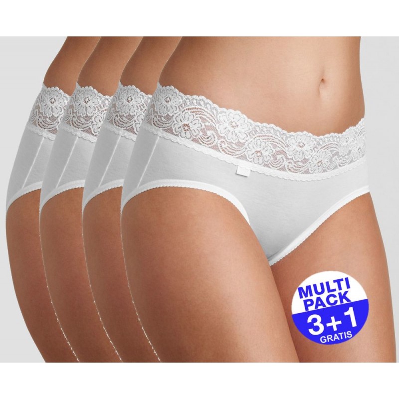 Sloggi Romance Midi Slip Dames - Wit - 3+1 GRATIS
