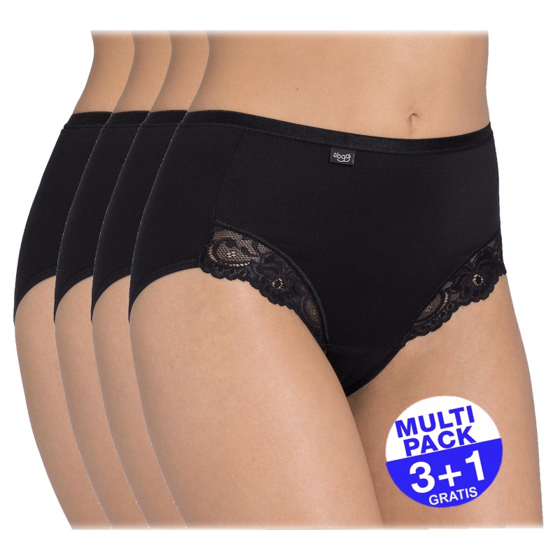 Sloggi Romance Maxi slip zwart - 3+1 GRATIS - uw voordeel : 16,99 €