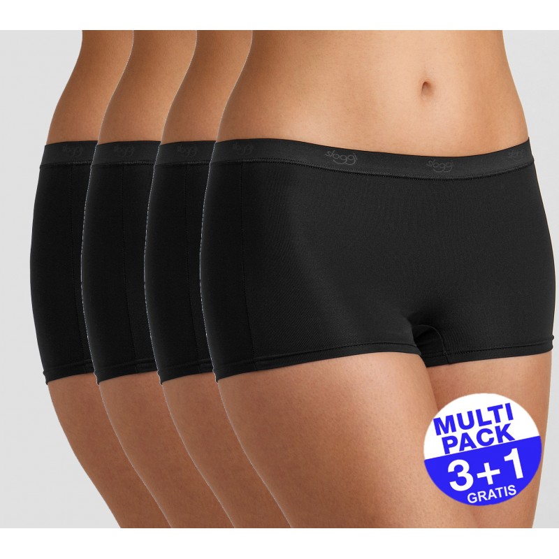 Sloggi Sensual Fresh short dames zwart - 3+1 GRATIS - uw voordeel : 16,99 €