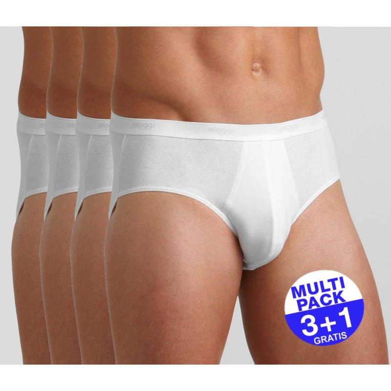 Sloggi slip Basic midi heren - wit - 3+1 GRATIS - uw voordeel : 16,99 €