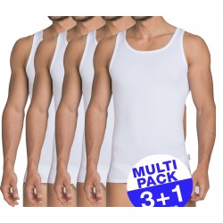 Sloggi men Basic Vest - set van 4 onderhemdjes - wit - 3+1 GRATIS - uw voordeel : 19,95 €