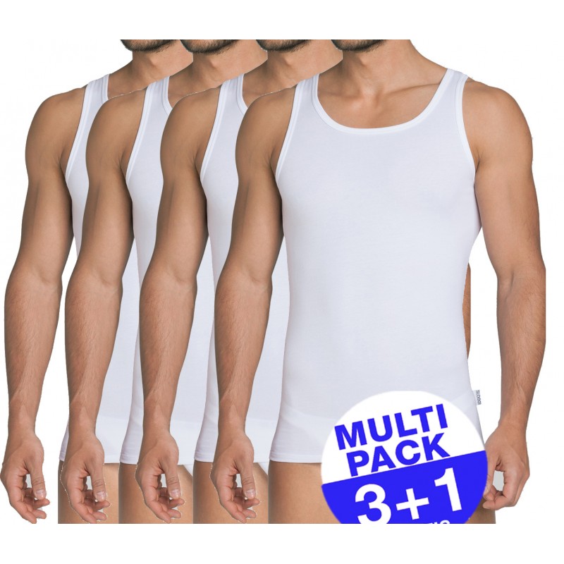 Sloggi men Basic Vest - set van 4 onderhemdjes - wit - 3+1 GRATIS - uw voordeel : 19,95 €