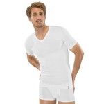 Schiesser Shirt korte mouwen 95/5 V-hals wit