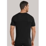 Schiesser Shirt korte mouwen 95/5 V-hals zwart