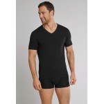 Schiesser Shirt korte mouwen 95/5 V-hals zwart
