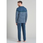 Schiesser heren pyjama  V-hals .Jeansblauw Fashion Nightwear