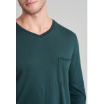 Schiesser heren pyjama V hals extra lang - dark green