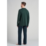 Schiesser heren pyjama V hals extra lang - dark green