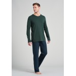 Schiesser heren pyjama V hals extra lang - dark green