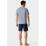 Schiesser H pyjama blauw/donkerblauw - Fashion Nightwear