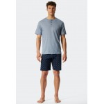 Schiesser H pyjama blauw/donkerblauw - Fashion Nightwear Schiesser H pyjama blauw/donkerblauw - Fashion Nightwear