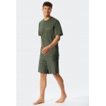 Schiesser H pyjama kort V-hals kaki -Fashion Nightwear