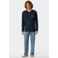 Schiesser heren pyjama donkerblauw - comfort fit