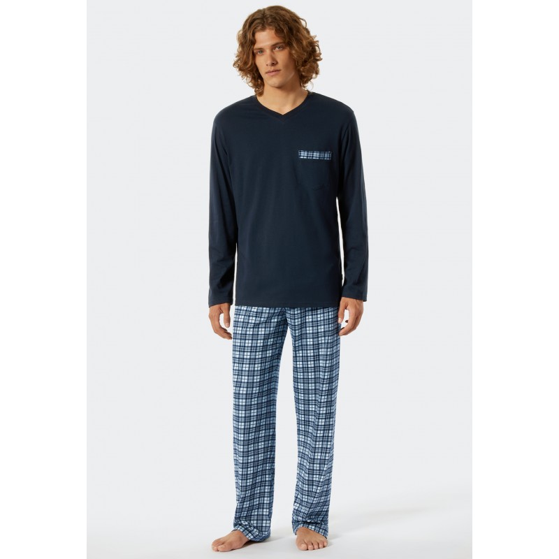 Schiesser heren pyjama donkerblauw - comfort fit