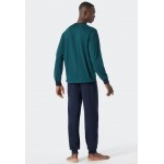 Schiesser H pyjama Essentials Nightwear - donkergroen
