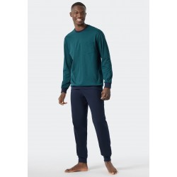 Schiesser H pyjama Essentials Nightwear - donkergroen