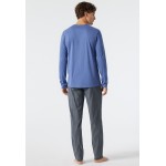 Schiesser H pyjama Fashion Nightwear - denimblauw/donkerblauw Schiesser H pyjama Fashion Nightwear - denimblauw/donkerblauw
