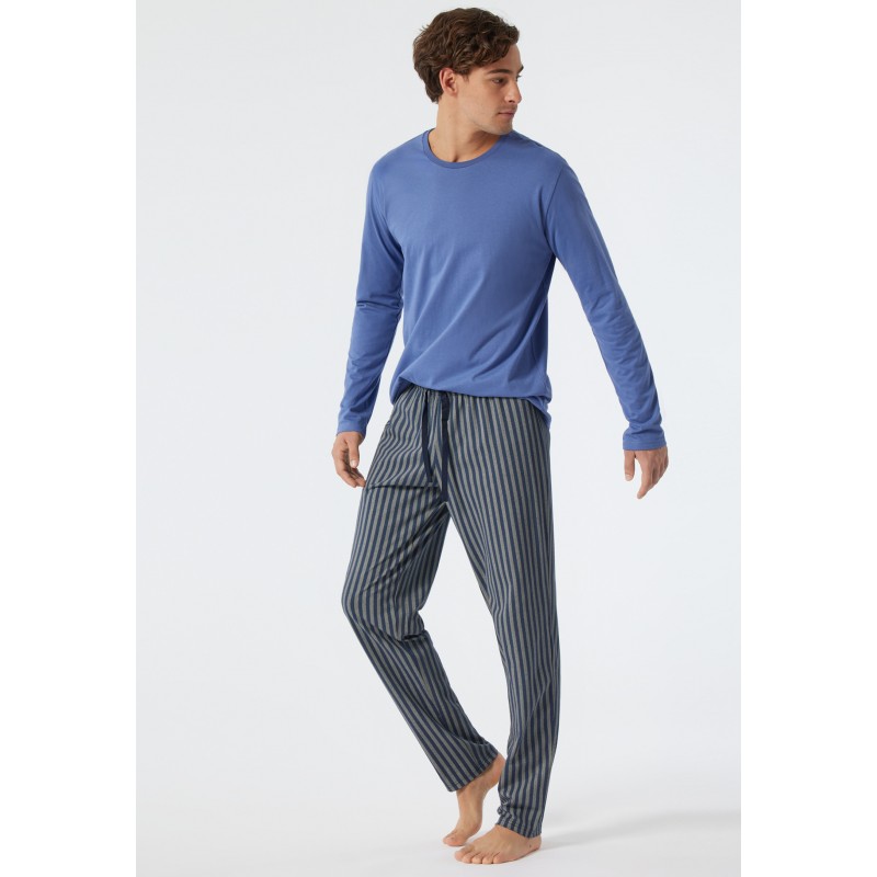 Schiesser H pyjama Fashion Nightwear - denimblauw/donkerblauw Schiesser H pyjama Fashion Nightwear - denimblauw/donkerblauw