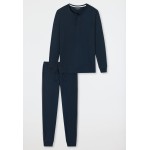 Schiesser pyjama lang fijn interlock - donkerblauw