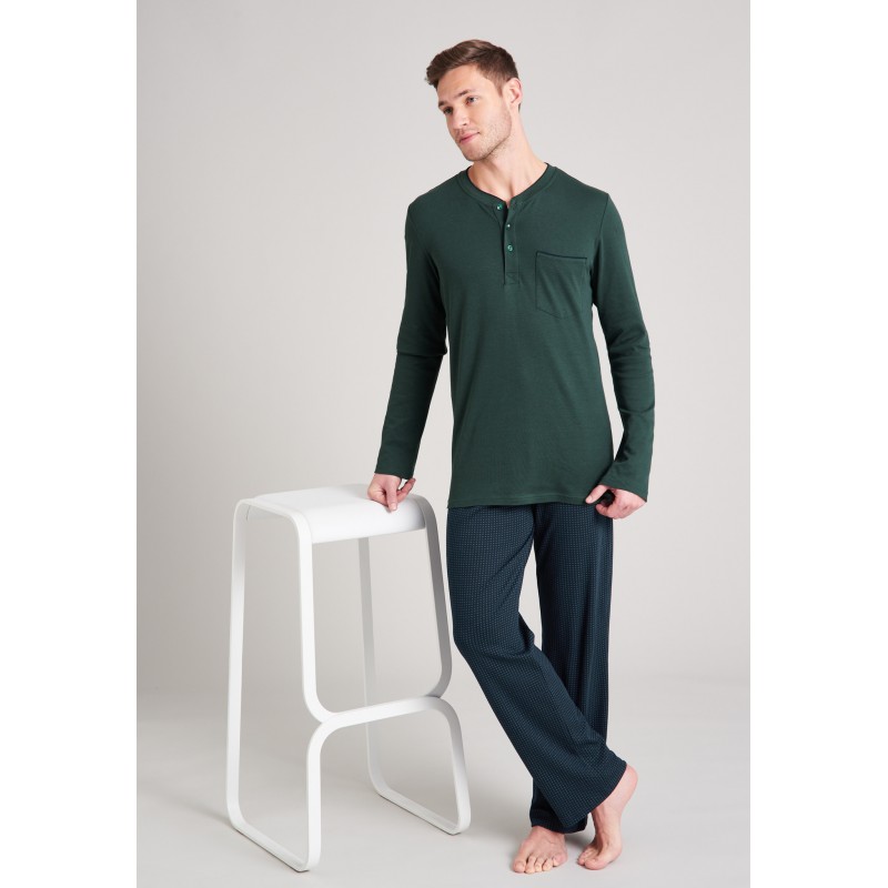Schiesser EXTRA lang heren pyjama - Havana"  - dark green