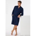 Schiesser Heren Badjas wafelpiqué Essentials - Donkerblauw
