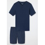 Schiesser pyjama korte broek casual essentials admiral blue heren