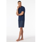 Schiesser pyjama korte broek casual essentials admiral blue heren