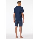 Schiesser pyjama korte broek casual essentials admiral blue heren