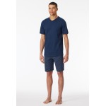 Schiesser pyjama korte broek casual essentials admiral blue heren