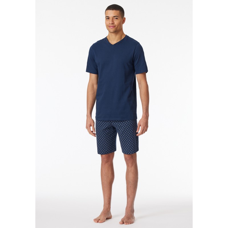 Schiesser pyjama korte broek casual essentials admiral blue heren