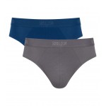 Sloggi SLG Base Slip Heren 2-Pack Grijs/Blauw Sloggi SLG Base Slip Heren 2-Pack Grijs/Blauw