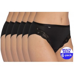 Sloggi Romance Tai  zwart - 6-pack met 30 % korting - uw voordeel : 30,50 €
