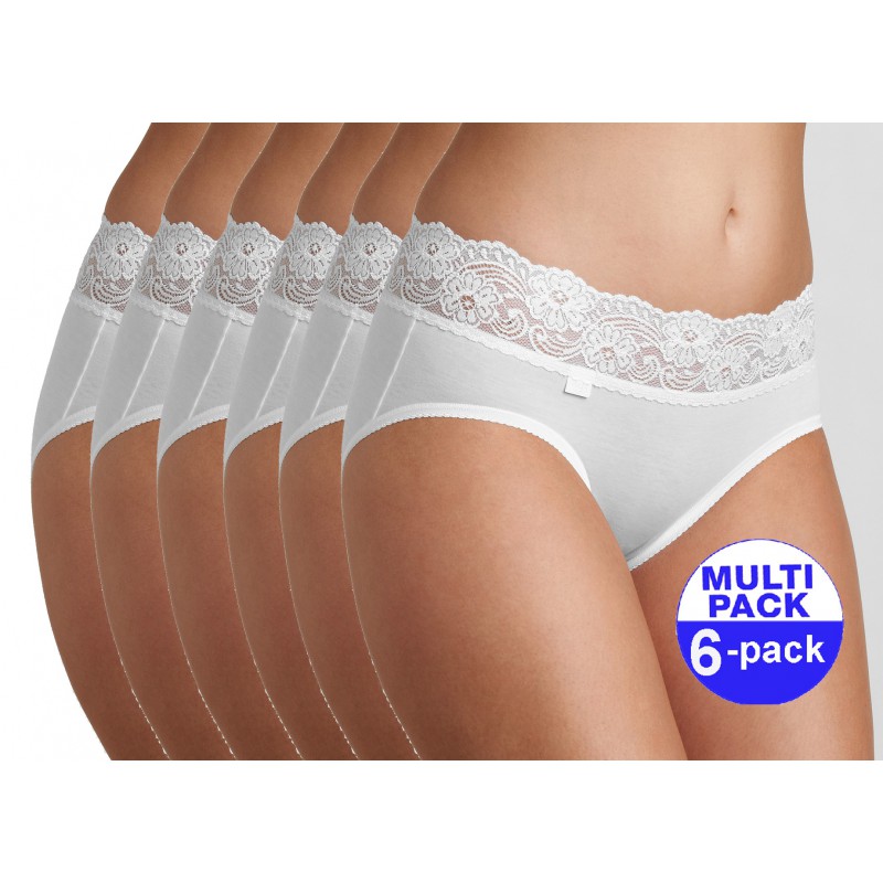 Sloggi Romance Midi wit - 6-pack met 30 % korting - uw voordeel : 30,50 €