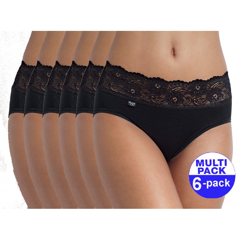 Sloggi Romance Midi zwart - 6-pack met 30 % korting - uw voordeel : 30,50 €