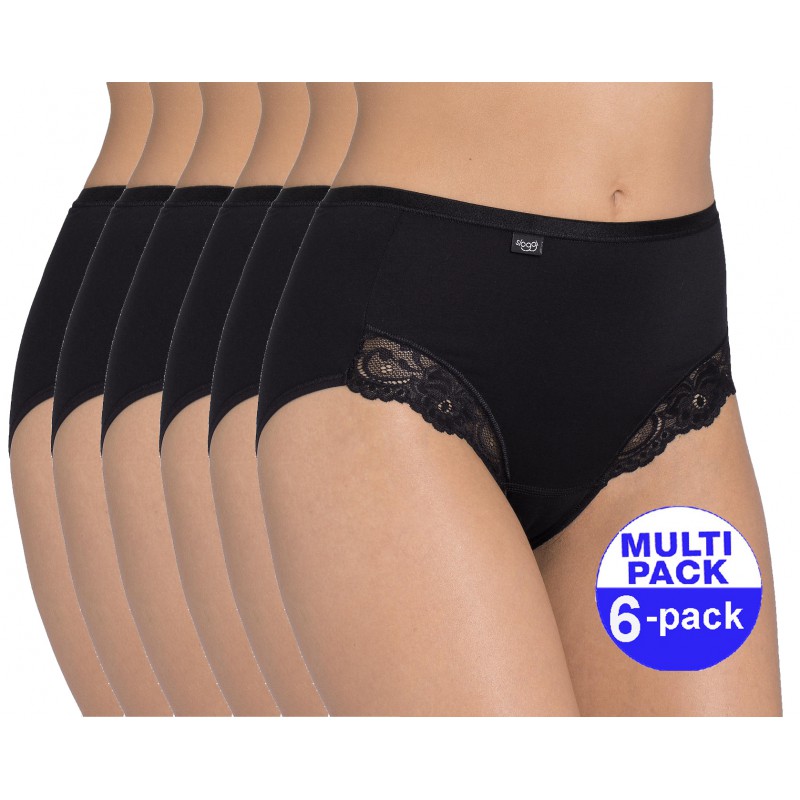 Sloggi Romance Maxi slip zwart - 6-pack met 30 % korting - uw voordeel : 30,50 €