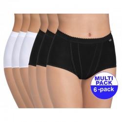 Sloggi Control Maxi - wit/zwart - 6-pack met 30 % korting - uw voordeel : 32.38 €