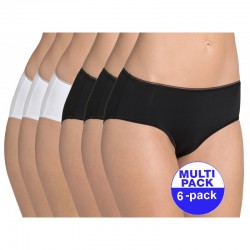 Sloggi Feel Sensational Midi dames wit/zwart - 6-pack met 30 % korting - uw voordeel : 32,44 €