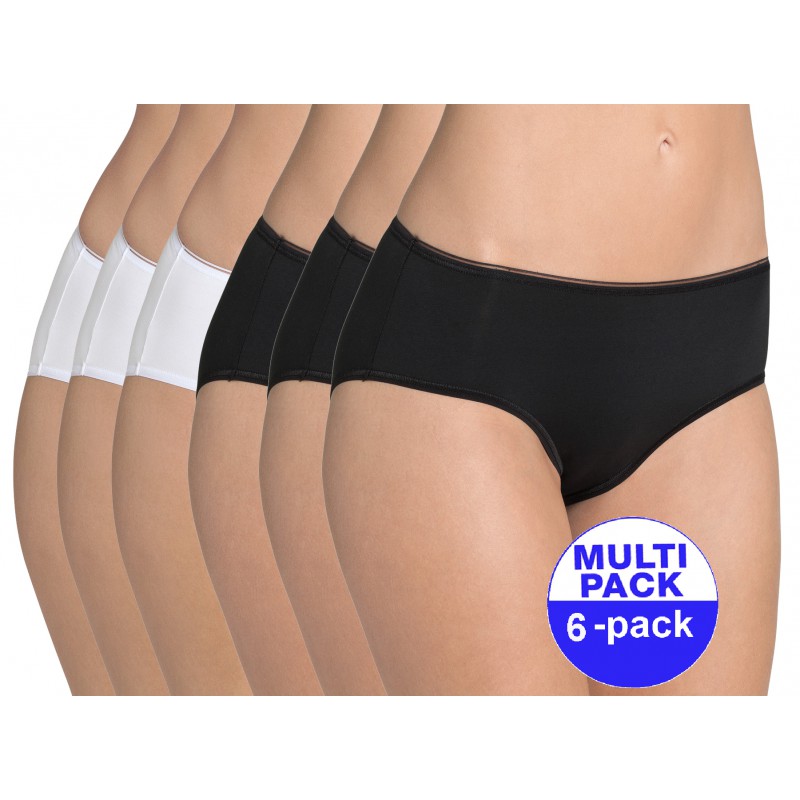 Sloggi Feel Sensational Midi dames wit/zwart - 6-pack met 30 % korting - uw voordeel : 32,44 €